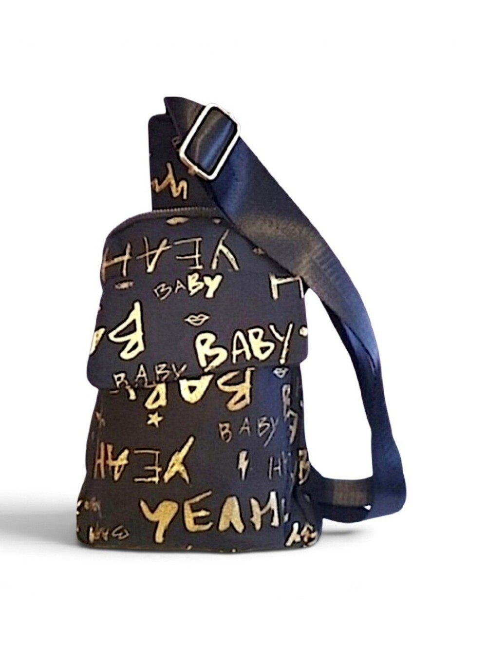 Unique Black and Gold Graffiti Sling Bag